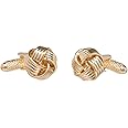 Classic Gold Coloured Twisted Knot Cufflinks In Onyx Art Box