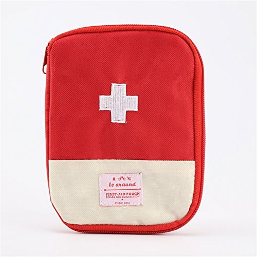 SOULFASHION Portable Mini First Aid Pouch Home Travel Emergency Kit Medicine Storage Organizer  Empty Bag for Outdoor Activities Camping Hiking (Red)