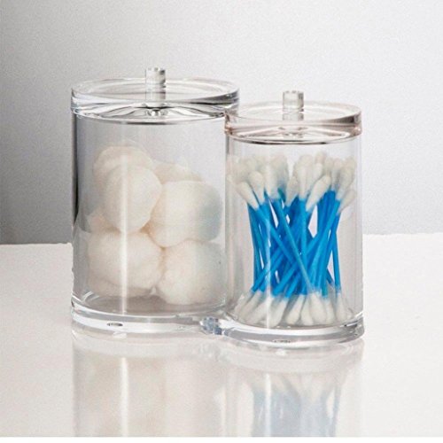 Oriskey Wattestäbchen Kosmetex Acryl Wattepads Behälter Halter Box Q-Tips Aufbewahrung, 2 runde Behälter
