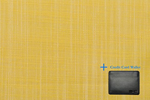 Arvind 0-Degree 100% Cotton Khadi Unstitiched fabric length for Kurta for men LightYellow Color 2.5mt Meter Length plus a 0-Degree branded credit card wallet