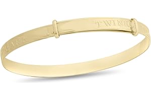 DV DOLCE VALENTINA Childrens 9ct Real Gold Baby Bangle - Perfect for Boys and Girls, Ideal for Christening, Baptism, or Birthday from Grannie or Mum