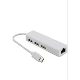 USB Type-C Ethernet Adapt&ouml;r&uuml;, Android Telefon ve Tabletler İ&ccedil;in Macbooklarda Ethernet &Ccedil;alışmaz, 3 Port USB 2.0 Hub, RJ45 Ağ B