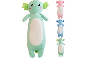 Kekeso Axolotl Peluche, Axolotl Coussin Long Oreiller, Mignon R Ose Axolotl en Peluche d'animaux pour Filles et GarçOns Peluche Salamandre Cadeau de NoëL(Green, 100cm/39.371inch)
