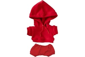 niannyyhouse Vestiti per bambola di peluche, 20 cm, elastico in tinta unita, abbigliamento sportivo, pantaloni con cappuccio, accessori per vestire (rosso, 20 cm)