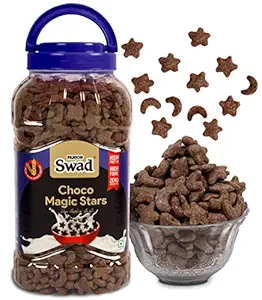 Swad Breakfast Cereal, Choco Magic Stars (Children Cereal Wholegrain Chocolate Chocos Moons and Stars Snack) Jar, 325 g