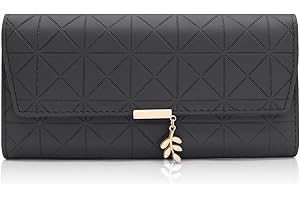 GOUNNU Długa torebka dla kobiet skóra PU, duża pojemność, portfel damski ze skóry PU, portfel dla kobiet z wieloma przegródkami na karty i kieszenią na zamek błyskawiczny, damska torebka kopertówka,