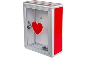 WANLIAN Transparenter Acrylspendenkasten Musikspendenkasten Spendenkasten Vorschlagskasten Briefkasten Herzförmiger Briefkasten mit wasserdichtem Schloss