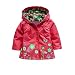 Arrowhunt Baby Girls' Cute Floral Printed Waterproof Hooded Coat Raincoat Red