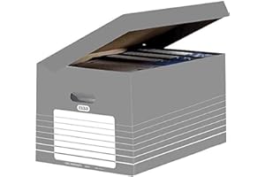 ELBA Pack de 10 Conteneurs d'archives avec couvercle A4 Gris