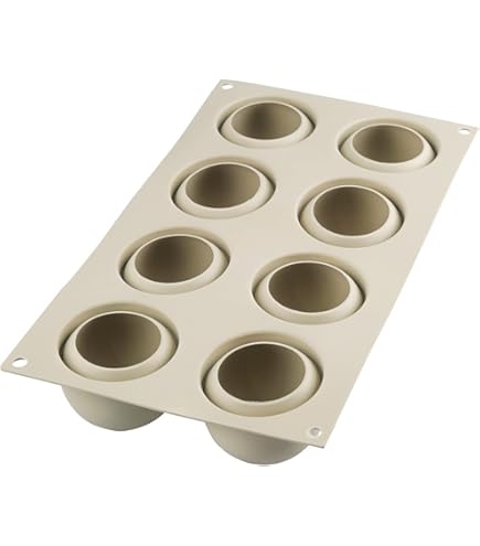 Silikomart | SF056 Moule En Silicone Pour Monoportions MARGHERITA, Antiadhésif, 6 Cavités, Lot De 1 Moule à Gâteau, 70 H 28 Mm, Made In Italy, Terre Cuite