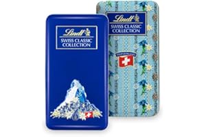 ‎LINDT Lindt Schokolade Swiss Classic Collection Box | Vollmilch-Schokoladentafeln | Mini-Schokoladentafeln | 185g | Schokoladengeschenk