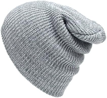 Genfien Unisex Slouchy Skull Knitted Woven Warm Baggy Beanie Hat Cap Stretchy Thermal Solid Colour for Men Women