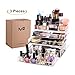MelodySusie® Large Acrylic Makeup Organizer - 3 Pieces Transparent Mordern Jewelry and Cosmetic Storage / The Best Makeup Holder for All of Your Cosmetics, Jewelries, Nail Polishes etc.