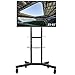 Produktbild UNHO TV Ständer Universal Mobile TV Wagen Trolley TV Stand Standfuß mit 4 Rollen & 2 Glasablagen für LCD LED Plasma Fernseher 23-65 Zoll max. VESA 600x400mm TV Standhalterung, neigbar höhenverstellbar