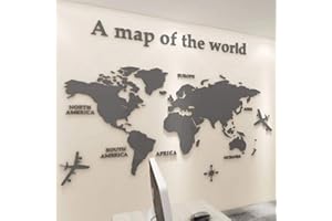 LUMING 3D Mappa Del Mondo Wall Sticker Adesivi Adatto Per Adesivi Murali Parete Sfondo Divano Soggiorno Ufficio Mappa Del Mondo Wall Sticker Home Decor