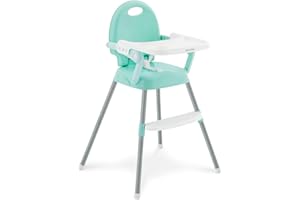 KIKKA BOO KikkaBoo Spoony, Seggiolone pappa 3in1 per bambini, Evolutivo e pieghevole, Fino a 36 mesi, Rialzato o da tavolo, Vassoio rimovibile, Menta
