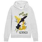 Pokémon Sweat Capuche, Sweat-Shirt à Capuche Enfant Ado Motif Pikachu à Sequins Réversible, Pull à Capuche Hoodie Gris Manches Longues, Sweatshirts Coton, Cadeau Garçon ou Fille (13/14 Ans)