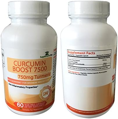 Turmeric Boost 750 Supplement with added Bioperine® - SupplementsYou – 60 Turmeric Capsules Assisting the Reduction of Internal &amp; External Inflammation - 95% Curcuminoids - Maximum Absorption Support