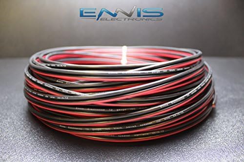 12 GAUGE 100 FT RED BLACK SPEAKER ZIP WIRE AWG CABLE POWER STRANDED COPPER CLAD BY ENNIS ELECTRONICS