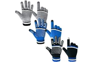 Migliore Wear 3 Pairs Kids Winter Gloves, Touchscreen Kids Magic Gloves, Children Knitted Full Finger Mittens