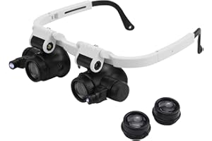 YAGOSODEE Head Mount Magnifier,Magnifying Glass Magnifier Eye Glass Loupe Jeweler Watch Repair Kit for Reading, Jewelry Loupe, Electronic Repair (White)