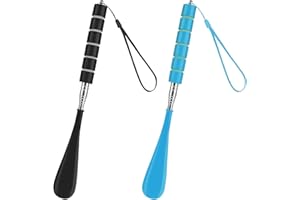 AYBUY Calzascarpe Lungo, Telescopico Calzascarpe, 2 Pezzi Calzascarpe lungo plastica, Telescopico 28,5-70,5 cm per uomini, donne, bambini, anziani(Nero+Blu)