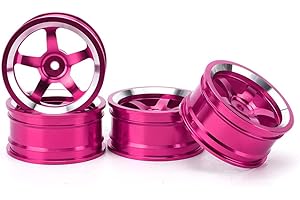 Gavigain RC Wheel Hubs, 4Pcs Aluminum Alloy, Pink, for 1/10 Gas Power Touring Car, Drift Car