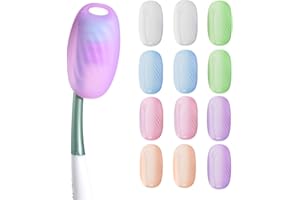 AUEFUDQ Lot de 12 couvre-têtes de brosse à dents portables en silicone pour salle de bain, maison, voyage, Transparent, bleu, rose, violet, vert, orange, protection tete brosse a dent