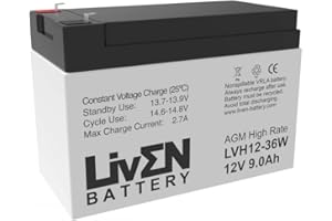 Batería AGM 12V 9Ah C-20 Sin Mantenimiento - Equipos Seguridad/Médicos/SAI/Comunicación/Emergencia | LIVEN LVH12-36W