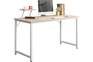 DlandHome Mesa de Ordenador con Panel de Soporte Escritorio de Oficina Mesa de Estudio Puesto de Trabajo Mesa de Despacho Arce & Blanco