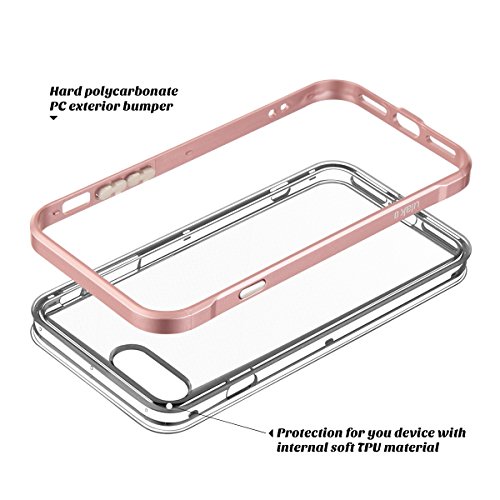 iPhone 7 Plus Case, ULAK Shock Absorption Bumper Frame [Drop Protection] Soft Clear Slim TPU Back Case Cover for Apple iPhone 7 Plus 5.5 Inch 2016ï¼ˆRose Gold)
