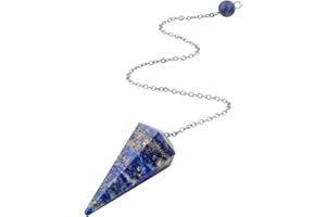 AWARDSEN Pendulum Crystal Natural Lapis Lazuli Crystal Pendulums for Dowsing Spiritual Hexagonal Pointed for Reiki Witchcraft Supplies Divination Tools