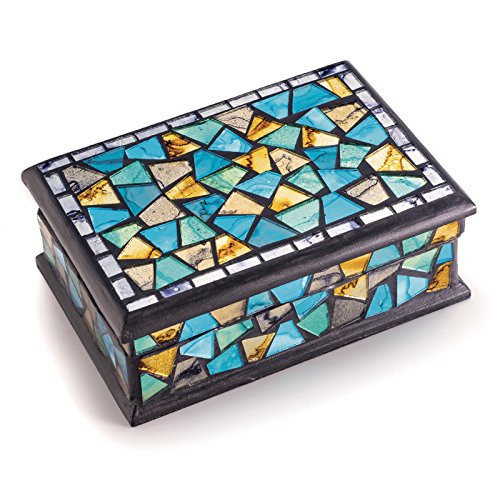 Türkis und Gold Mosaik Schmuck Box