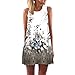 Produktbild Kleid Damen,Binggong Vintage Boho Frauen Sommer Sleeveless Strand Printed Short Mini Dress Mode Kleid Freizeit Reizvolle MiniKleid Elegant (Braun, S)