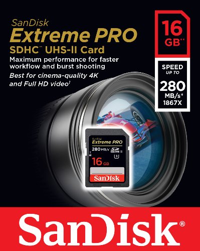 SanDisk Extreme Pro SDHC 16GB bis zu 280 MB/Sek, Class 10, U3 Speicherkarte - 2