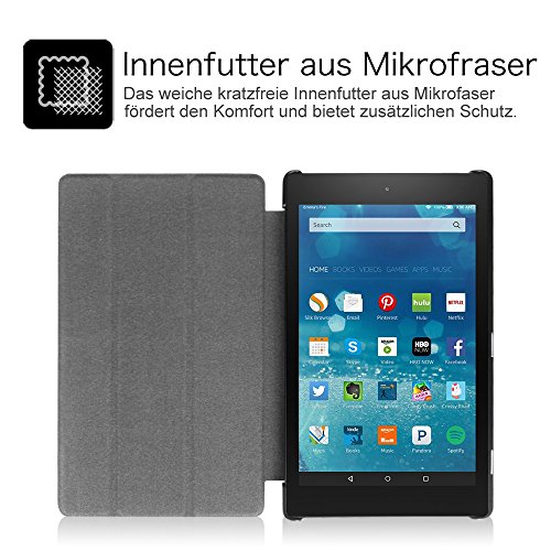 Fintie Fire HD 8 2015 Hülle – Ultra Slim Lightweight Schutzhülle Tasche Smart Shell Case mit Standfunktion und Auto Sleep / Wake Funktion für Amazon Fire HD 8.0 Zoll (5. Generation – 2015) Tablet, Schwarz - 4