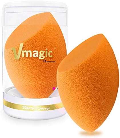 VMAGIC Premium Pro Makeup Sponge Beauty Blender for Flawless, Applicator, Highlight and Foundation (Orange - Flat)