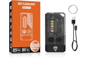 ‎AEDCBAIDE Aedcbaide V10 Mini LED Schlüsselanhänger Taschenlampe, 1000 Lumen Buzzer Keychain Light IPX4 Wasserdichte Taschenlampe Magnetisch USB Aufladbar for Camping Taktische mit 14 Modes