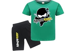 Forlcool Ninja Kidz Kids Summer 100% Cotton T Shirts and Shorts 2pcs Clothing Sets Boys Girls Casual Sport Suits