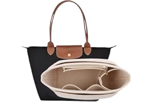 Yelschwa Inserto organizer per borse Longchamp, accessori adatti per manici lunghi e corti Longchamp, organizer per chiavi, rossetto, bicchieri d'acqua, occhiali, organizer (beige, M (manico lungo)