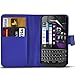 Produktbild (Dark Blue) Blackberry Q10 Eleganter Lederoptik Debit / Credit Card Slot Book Style Tasche Flip Case Cover Skin, Aus- und einfahrbarem Capacative Touch Screen Stylus Pen & LCD-Screen Protector Guard von Aventus * *