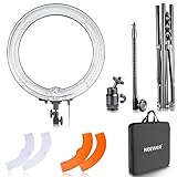 Neewer 14-inch Outer 12-inch Inner Dimmable Ring Light Lighting Kit - 50W Fluorescent Continuous Ring Light, Light Stand, Ball Head,Filter for Portrait Makeup Photography YouTube Studio Video Shooting