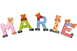 BRINK HOLZSPIELZEUG Buchstaben Holz Tür Bären ABC bunt Holzbuchstaben Türschild bunte Kinderzimmer (K)