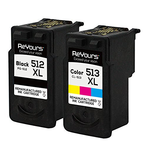 Reyours PG-512/CL-513 2-er Pack Druckerpatronen Remanufactured für Canon MP240/260/270/280/490/495 -Mit neuem Chip und anzeige von tinte volumen - schwarz / dreifarbig