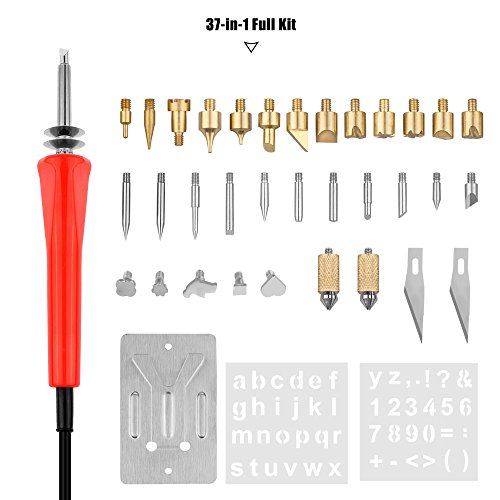 Holz Burning Pen Kit Lötkolben Pen Kit Full Set Löten Carving Prägung Tipps Hot Blade Holz Handwerk Werkzeug Set für Holzbearbeitung / Leder / Cork 37pcs EU Plug