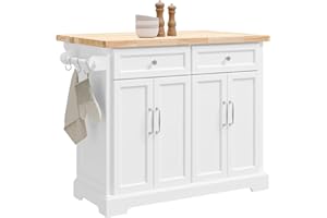 SoBuy Carrello Cucina con Ruote, Isola Cucina con Piano di Lavoro Estensibile, 2 Cassetti e Ripiani Regolabili Mobile Salvaspazio per Mobili da Cucina, Bianco, 115 x (46-71) x 92 cm FKW71-II-WN