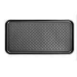 Farbe: Schwarz JJOnlinestore - Schwarz waschbar Tablett für Schuhe Gummistiefel Stiefel Pflanzen Töpfe Paint Dosen Pet Foods Auto Aufbewahrung, Plastik, schwarz, 2Pcs