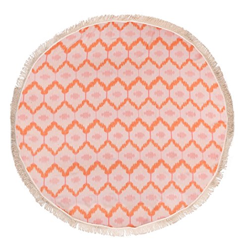 Rundes Hamamtuch „MIAMI“ | 150 cm Durchmesser hochwertige Qualität | attraktive Farben und unterschiedliche Muster (Orange – Pink) - 2