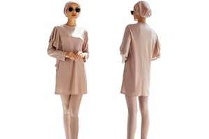 IBTOM CASTLE Modest Swimwear Muslim Swimming Costume for Women Full Coverage Long Floral Print Islamic Hijab Burkini 3pcs Set Ladies Beachwear Surfing Diving Suit Outfit