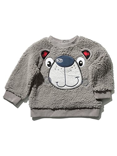 M&Co Baby Boys Long Sleeve Soft Bear Face Fluffy Winter Sherpa Fleece Top Grey 0/3 Mnths